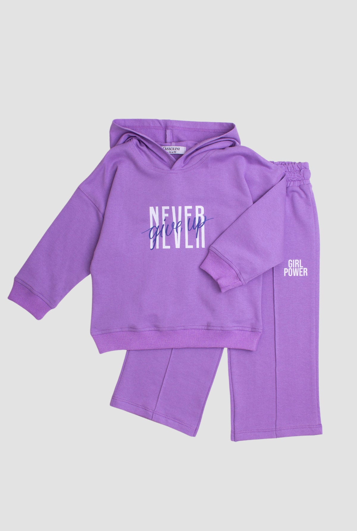 Kız Çocuk Kapüşonlu Yazı Baskılı Sweatshirt ve Eşofman Altı 2'li Takım