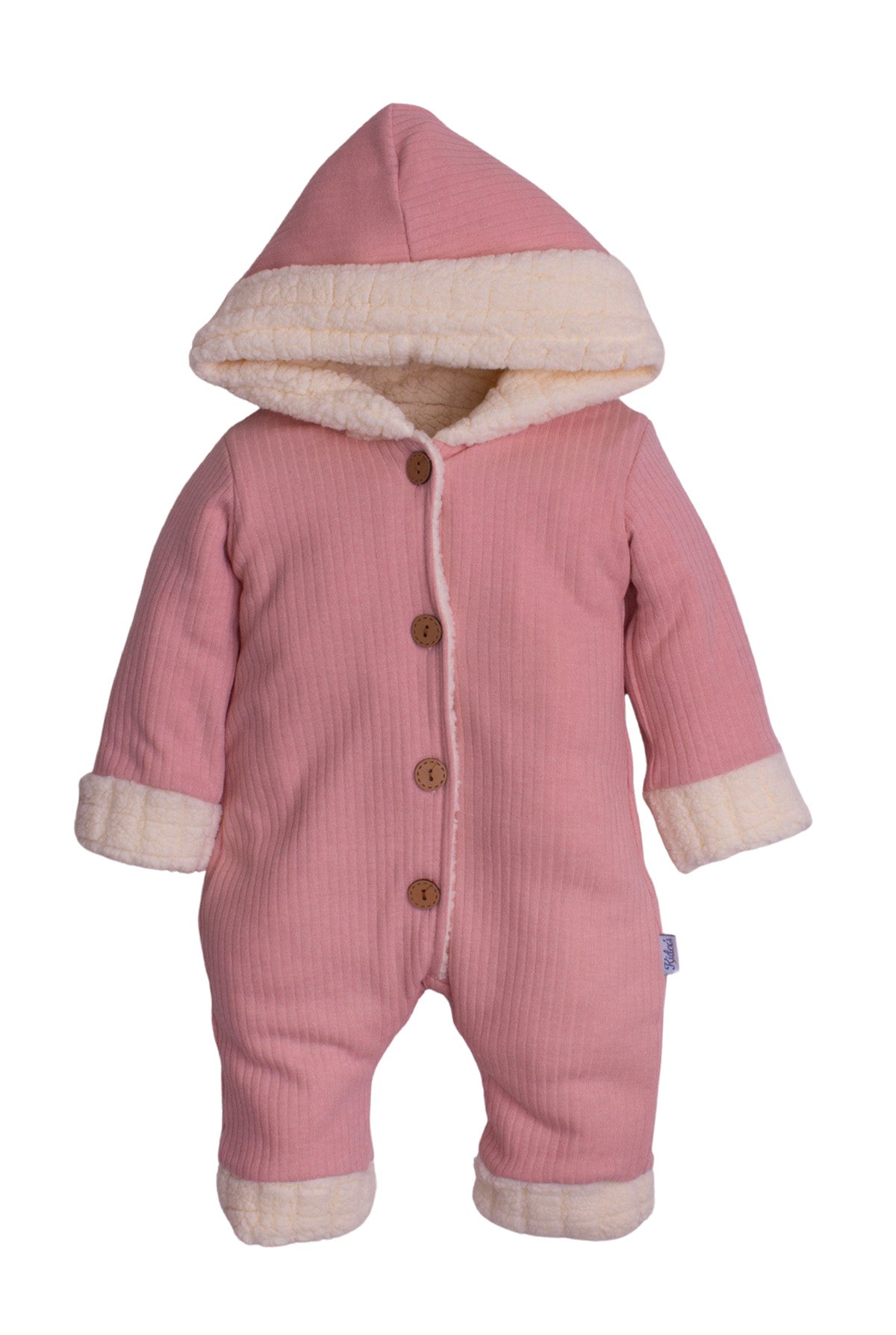Kız Bebek Peluş Astarlı Kapüşonlu Kışlık Düğmeli Tulum 0-12 Ay