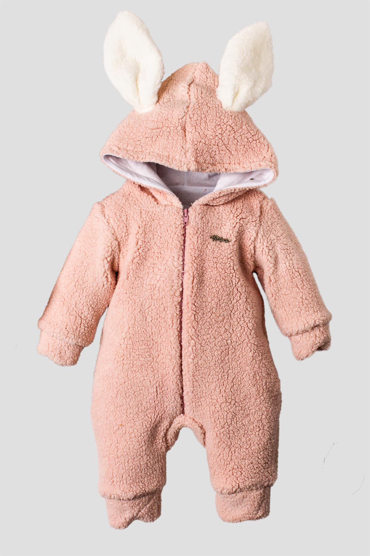 Kız Bebek Tulum Kapüşonlu Tavşan Kulaklı Peluş Bebek Tulum 0-12 Ay