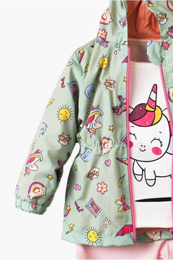 Donet Desenli Kapüşonlu Tatlı Unicorn İçi Pamuklu yağmurluk Bebek Takımı