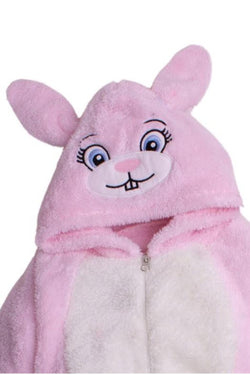 Kışlık Tatlı Peluş Kapüşonlu Tavşan Nakışlı Bebek Çocuk Welsoft Tulum