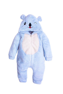 Kışlık Tatlı Peluş Kapüşonlu Ayıcık Nakışlı Bebek Çocuk Welsoft Tulum