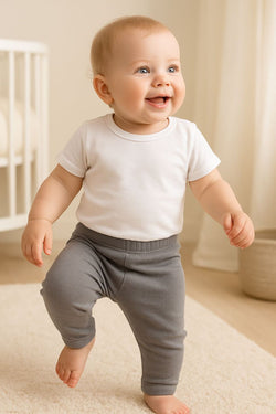 Unisex Bebek Düz Renkli Organik Kumaş Tayt İlkbahar Yazlık 3-12 Ay