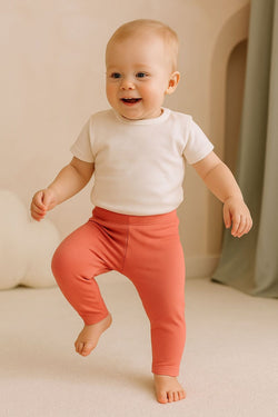 Unisex Bebek Üçlü Düz Renkli Organik Kumaş 3'Lü Tayt Seti İlkbahar Yazlık 3-12 Ay