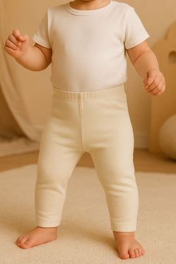 Unisex Bebek Düz Renkli Organik Kumaş Tayt İlkbahar Yazlık 3-12 Ay