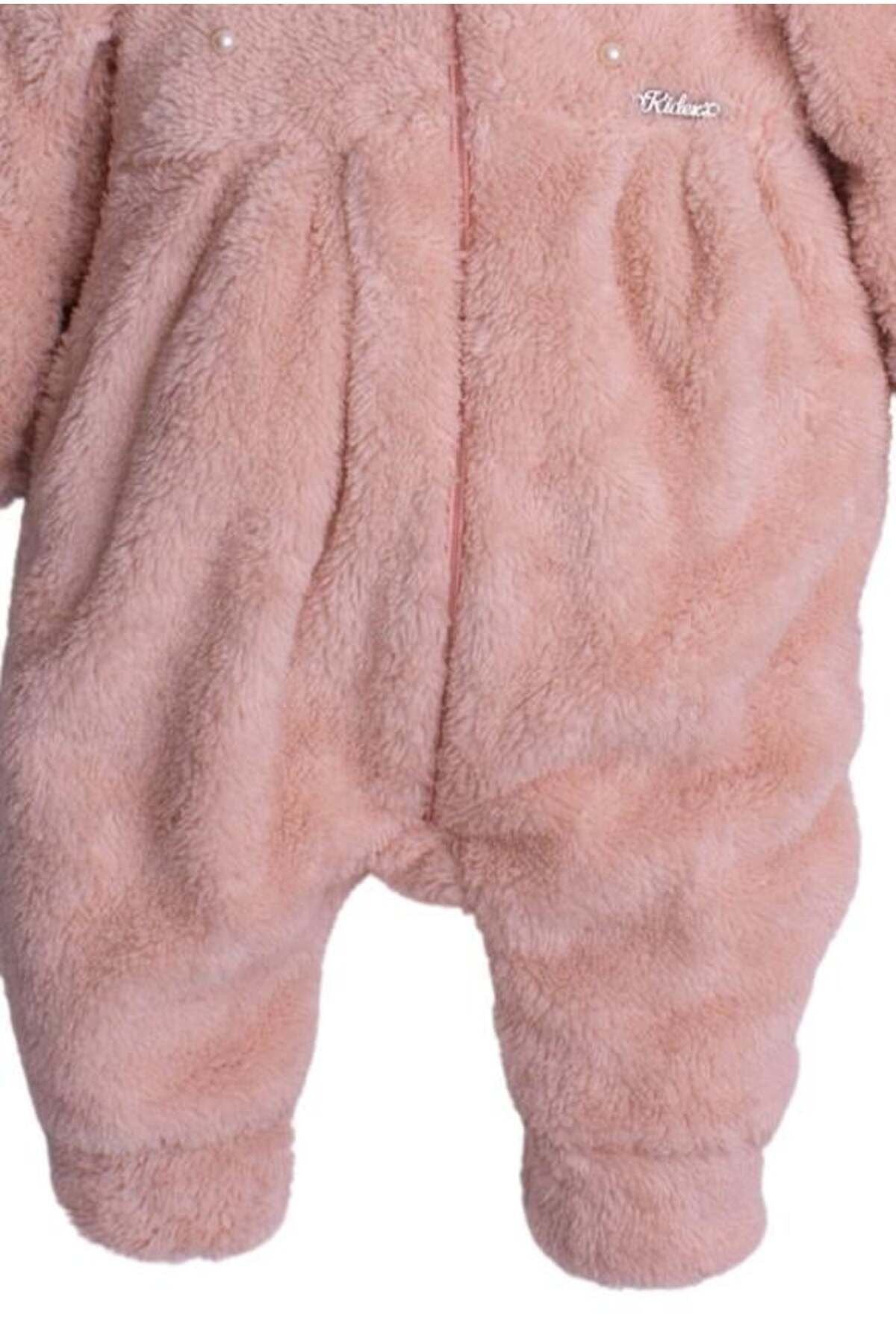 Kışlık Tatlı Peluş Pamuklu İncili Kapüşonlu Welsoft Tulum