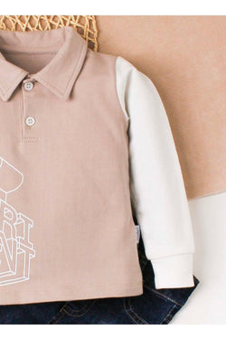 Erkek Bebek Polo Takım Kot Pantolon Üst İkili Takım