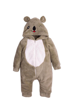 Kışlık Tatlı Peluş Kapüşonlu Ayıcık Nakışlı Bebek Çocuk Welsoft Tulum