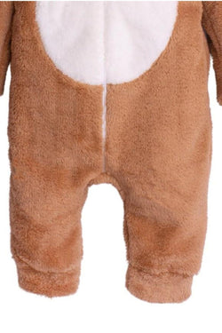 Kışlık Tatlı Peluş Kapüşonlu Ayıcık Nakışlı Bebek Çocuk Welsoft Tulum