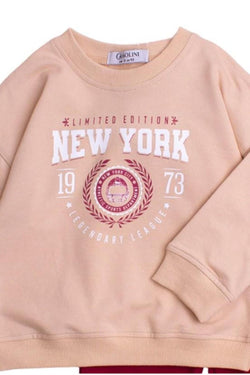 New York Baskılı Oversize  Alt Üst Bebek Çocuk Eşorfman Takımı