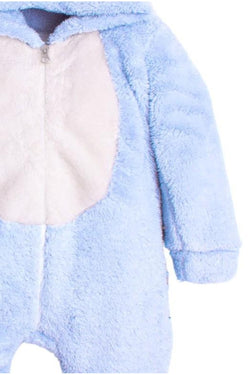 Kışlık Tatlı Peluş Kapüşonlu Ayıcık Nakışlı Bebek Çocuk Welsoft Tulum