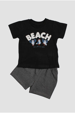 Beach Nakışlı Kuş Baskı Desenli 2'li Alt Üst Takım