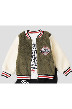 Kışlık tatlı peluş alt üst sweatshirt 3’lü bebek takım