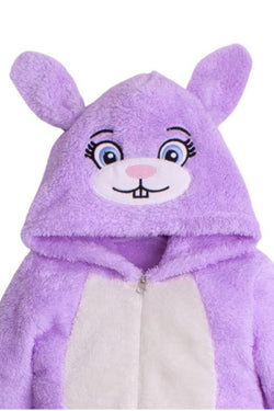 Kışlık Tatlı Peluş Kapüşonlu Tavşan Nakışlı Bebek Çocuk Welsoft Tulum