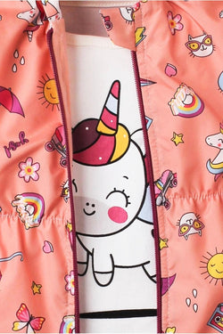 Donet Desenli Kapüşonlu Tatlı Unicorn İçi Pamuklu yağmurluk Bebek Takımı