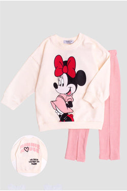 Minnie Mause Büyük Baskılı Oversize  Alt Üst Bebek Çocuk Eşorfman Takımı