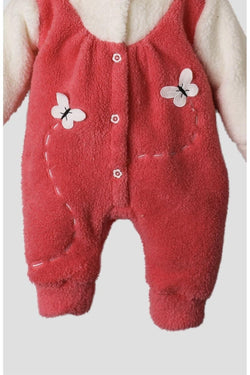 Kışlık tatlı peluş welsoft tulum kız bebek tulum