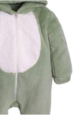 Kışlık Tatlı Peluş Kapüşonlu Tavşan Nakışlı Bebek Çocuk Welsoft Tulum