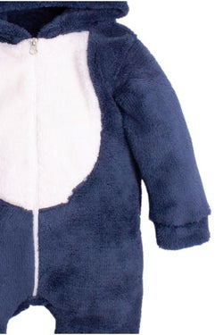 Kışlık Tatlı Peluş Kapüşonlu Ayıcık Nakışlı Bebek Çocuk Welsoft Tulum