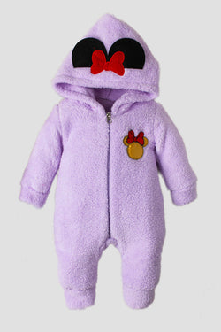 Kız Bebek Kapüşonlu Peluş Kulaklı Fermuarlı Tulum 0 24 Ay