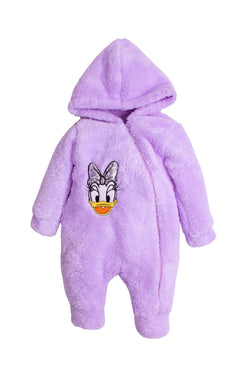 Unisex Peluş Detaylı Kapüşonlu Fermuarlı Hayvan Figürlü Bebek Tulumları 0-12 Ay