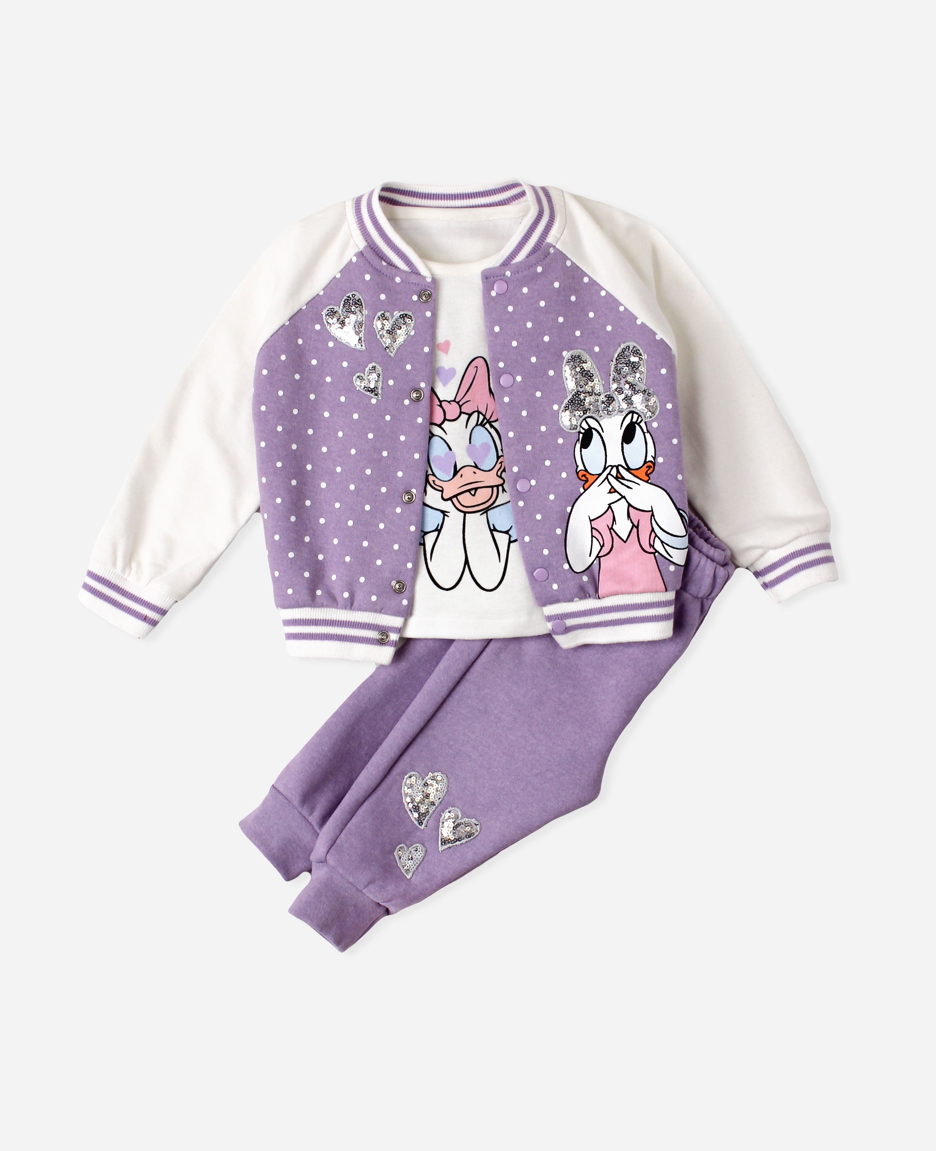 Kız Bebek Kalpli Daisy Baskılı 3’lü Mevsimlik Takım 9 24 Ay