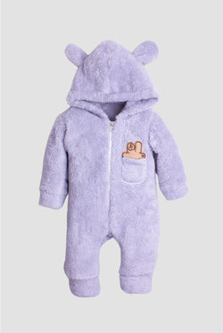 Erkek Bebek Kapüşonlu Peluş Ayı Tulum 0-12 Ay