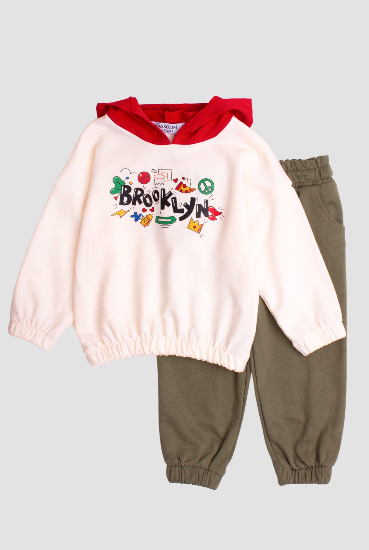 Erkek Çocuk Brooklyn Baskılı Kapüşonlu Sweatshirt ve Eşofman Altı 2’li Takım
