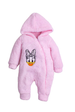 Unisex Peluş Detaylı Kapüşonlu Fermuarlı Hayvan Figürlü Bebek Tulumları 0-12 Ay
