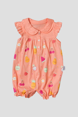 Unisex Organik Kumaş Meyve Desenli Bebek Tulum 0-12 Ay