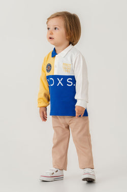 Erkek Bebek Renk Bloklu Uzun Kollu Polo Yaka Sweatshirt