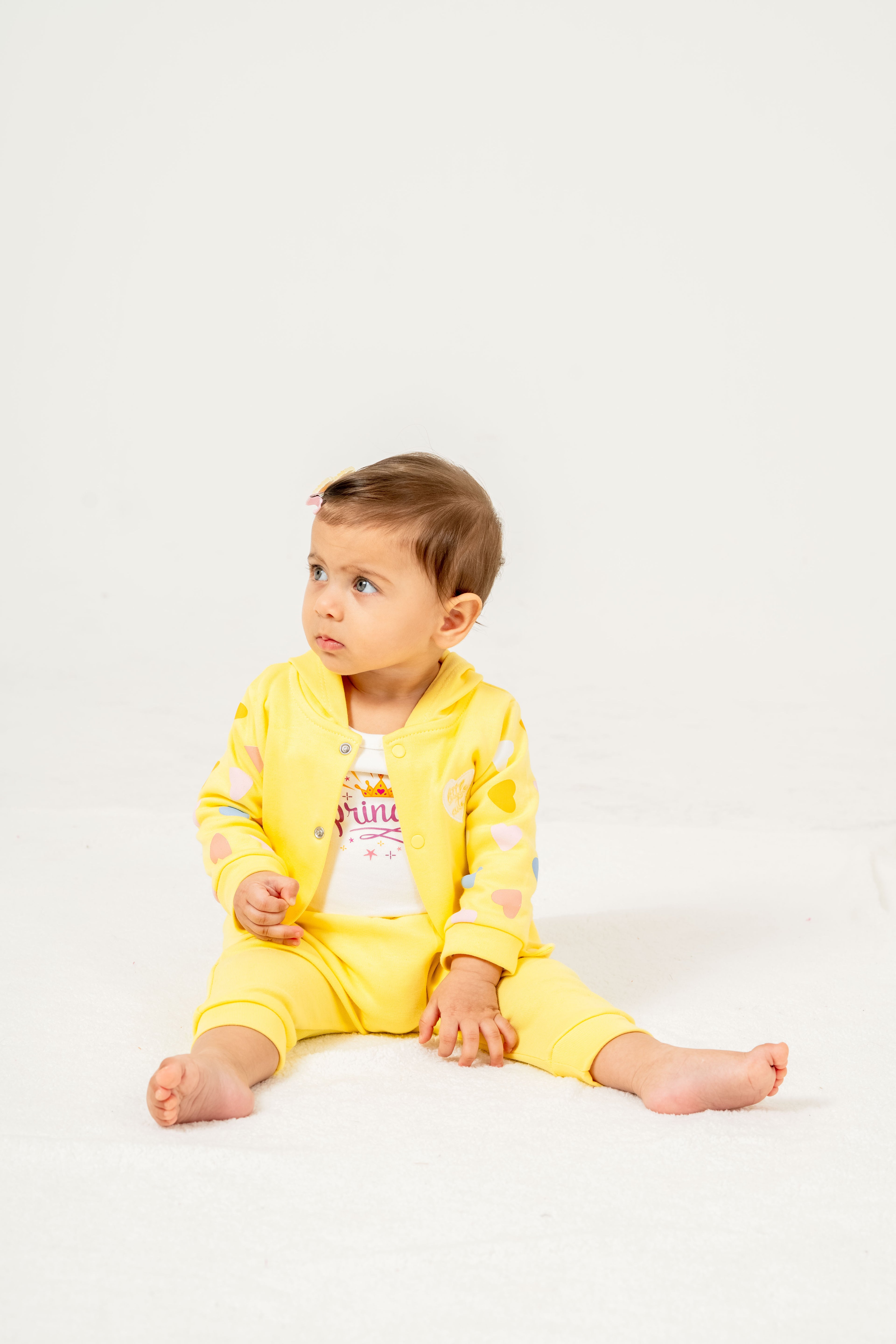 Kız Bebek "Cultivate Love" Baskılı Tişört Desenli Pantolon Takım