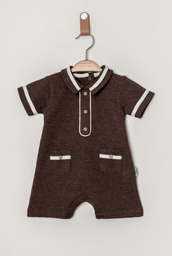 Erkek Bebek Yazlık Polo Yaka Düğmeli Tulum Cepli Model 3-12 Ay